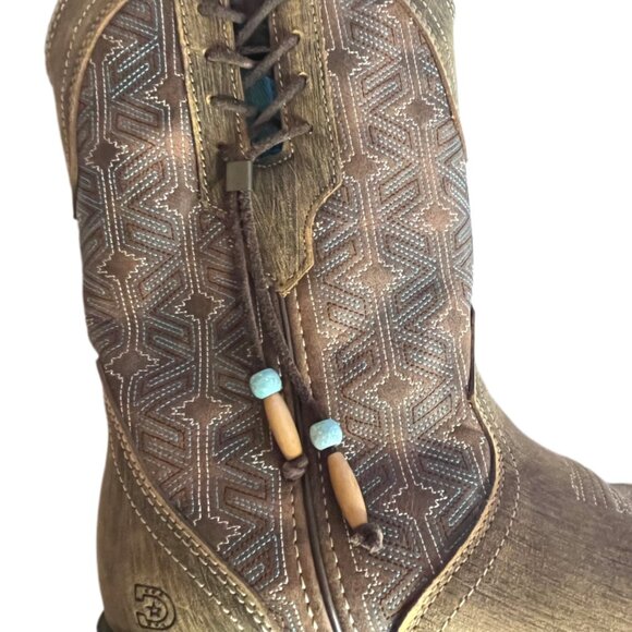 Durango Crush Driftwood Brown Leather Western Boots Lace-up Beaded Ties Size 8 - Picture 11 of 15